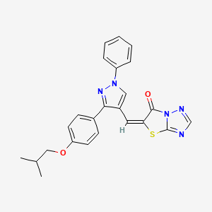 molecular formula C24H21N5O2S B3667992 5-{[3-(4-isobutoxyphenyl)-1-phenyl-1H-pyrazol-4-yl]methylene}[1,3]thiazolo[3,2-b][1,2,4]triazol-6(5H)-one 