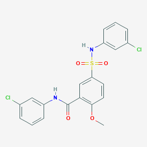 molecular formula C20H16Cl2N2O4S B3668066 N-(3-chlorophenyl)-5-[(3-chlorophenyl)sulfamoyl]-2-methoxybenzamide 