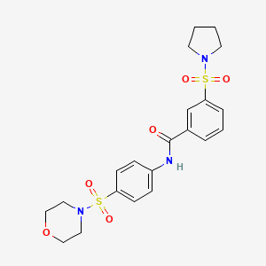 molecular formula C21H25N3O6S2 B3668191 N-(4-morpholin-4-ylsulfonylphenyl)-3-pyrrolidin-1-ylsulfonylbenzamide 