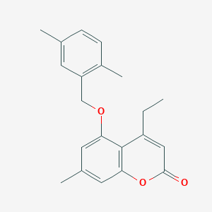 molecular formula C21H22O3 B3668192 5-[(2,5-DIMETHYLPHENYL)METHOXY]-4-ETHYL-7-METHYL-2H-CHROMEN-2-ONE 