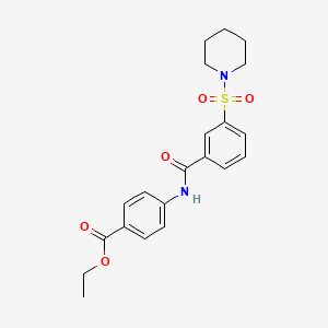molecular formula C21H24N2O5S B3668267 Ethyl 4-[(3-piperidin-1-ylsulfonylbenzoyl)amino]benzoate 