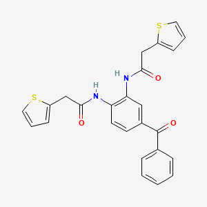 molecular formula C25H20N2O3S2 B3668285 N-[4-benzoyl-2-[(2-thiophen-2-ylacetyl)amino]phenyl]-2-thiophen-2-ylacetamide 