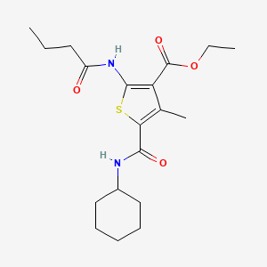 molecular formula C19H28N2O4S B3668394 ethyl 2-(butyrylamino)-5-[(cyclohexylamino)carbonyl]-4-methyl-3-thiophenecarboxylate 
