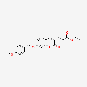 molecular formula C23H24O6 B3668590 ethyl 3-{7-[(4-methoxybenzyl)oxy]-4-methyl-2-oxo-2H-chromen-3-yl}propanoate 