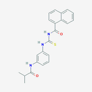 molecular formula C22H21N3O2S B3668621 N-({[3-(isobutyrylamino)phenyl]amino}carbonothioyl)-1-naphthamide 