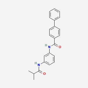 molecular formula C23H22N2O2 B3668665 N-{3-[(2-methylpropanoyl)amino]phenyl}biphenyl-4-carboxamide 