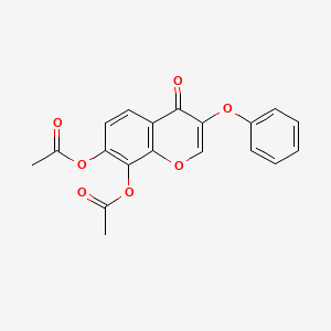 molecular formula C19H14O7 B3668874 4-oxo-3-phenoxy-4H-chromene-7,8-diyl diacetate 