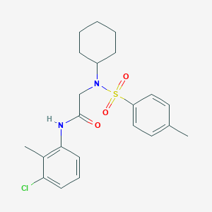 molecular formula C22H27ClN2O3S B3668947 N-(3-chloro-2-methylphenyl)-2-[cyclohexyl-(4-methylphenyl)sulfonylamino]acetamide 