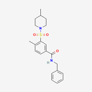 molecular formula C21H26N2O3S B3668948 N-benzyl-4-methyl-3-(4-methylpiperidin-1-yl)sulfonylbenzamide 