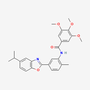 molecular formula C27H28N2O5 B3669002 N-[5-(5-isopropyl-1,3-benzoxazol-2-yl)-2-methylphenyl]-3,4,5-trimethoxybenzamide 