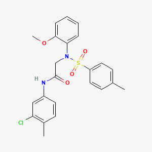 molecular formula C23H23ClN2O4S B3669010 N-(3-CHLORO-4-METHYLPHENYL)-2-[N-(2-METHOXYPHENYL)4-METHYLBENZENESULFONAMIDO]ACETAMIDE 