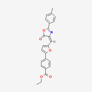 molecular formula C24H19NO5 B3669054 ETHYL 4-(5-{[2-(4-METHYLPHENYL)-5-OXO-1,3-OXAZOL-4(5H)-YLIDEN]METHYL}-2-FURYL)BENZOATE 