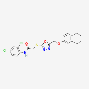 molecular formula C21H19Cl2N3O3S B3669063 N-(2,4-dichlorophenyl)-2-({5-[(5,6,7,8-tetrahydronaphthalen-2-yloxy)methyl]-1,3,4-oxadiazol-2-yl}sulfanyl)acetamide 
