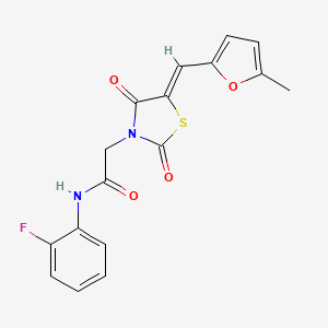 molecular formula C17H13FN2O4S B3669110 N-(2-fluorophenyl)-2-{(5Z)-5-[(5-methylfuran-2-yl)methylidene]-2,4-dioxo-1,3-thiazolidin-3-yl}acetamide 