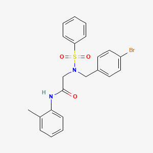 molecular formula C22H21BrN2O3S B3669130 N~2~-(4-bromobenzyl)-N-(2-methylphenyl)-N~2~-(phenylsulfonyl)glycinamide 