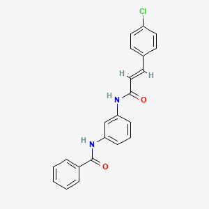 molecular formula C22H17ClN2O2 B3669181 N-(3-{[(2E)-3-(4-chlorophenyl)prop-2-enoyl]amino}phenyl)benzamide 