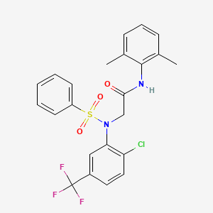 molecular formula C23H20ClF3N2O3S B3669237 N~2~-[2-chloro-5-(trifluoromethyl)phenyl]-N-(2,6-dimethylphenyl)-N~2~-(phenylsulfonyl)glycinamide 
