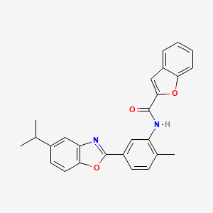 molecular formula C26H22N2O3 B3669263 N-{2-Methyl-5-[5-(propan-2-YL)-1,3-benzoxazol-2-YL]phenyl}-1-benzofuran-2-carboxamide 