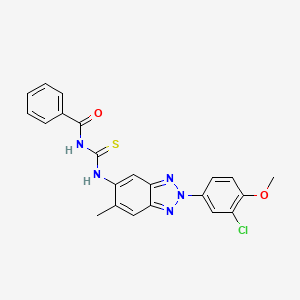 molecular formula C22H18ClN5O2S B3669270 N-{[2-(3-chloro-4-methoxyphenyl)-6-methyl-2H-benzotriazol-5-yl]carbamothioyl}benzamide 