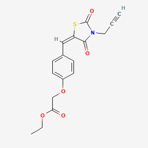 molecular formula C17H15NO5S B3669277 ethyl (4-{(E)-[2,4-dioxo-3-(prop-2-yn-1-yl)-1,3-thiazolidin-5-ylidene]methyl}phenoxy)acetate 