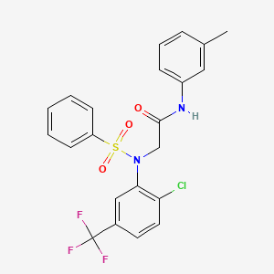 molecular formula C22H18ClF3N2O3S B3669448 N~2~-[2-chloro-5-(trifluoromethyl)phenyl]-N~1~-(3-methylphenyl)-N~2~-(phenylsulfonyl)glycinamide 