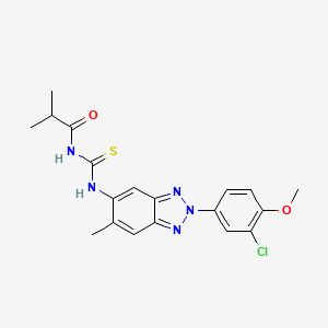 molecular formula C19H20ClN5O2S B3669457 N-{[2-(3-chloro-4-methoxyphenyl)-6-methyl-2H-benzotriazol-5-yl]carbamothioyl}-2-methylpropanamide 