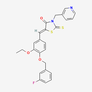 molecular formula C25H21FN2O3S2 B3669463 5-{3-ethoxy-4-[(3-fluorobenzyl)oxy]benzylidene}-3-(3-pyridinylmethyl)-2-thioxo-1,3-thiazolidin-4-one 