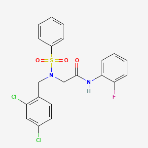 molecular formula C21H17Cl2FN2O3S B3669523 N~2~-(2,4-dichlorobenzyl)-N-(2-fluorophenyl)-N~2~-(phenylsulfonyl)glycinamide 