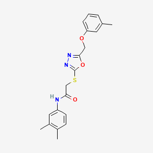 molecular formula C20H21N3O3S B3669553 N-(3,4-dimethylphenyl)-2-[[5-[(3-methylphenoxy)methyl]-1,3,4-oxadiazol-2-yl]sulfanyl]acetamide 