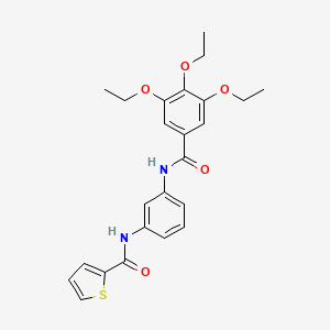 molecular formula C24H26N2O5S B3669588 N-(3-{[(3,4,5-triethoxyphenyl)carbonyl]amino}phenyl)thiophene-2-carboxamide 