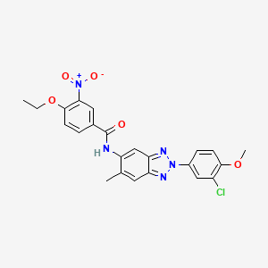 molecular formula C23H20ClN5O5 B3669607 N-[2-(3-CHLORO-4-METHOXYPHENYL)-6-METHYL-1,2,3-BENZOTRIAZOL-5-YL]-4-ETHOXY-3-NITROBENZAMIDE 