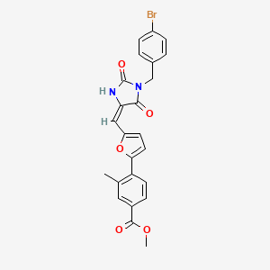 molecular formula C24H19BrN2O5 B3669682 METHYL 4-(5-{[(4E)-1-[(4-BROMOPHENYL)METHYL]-2,5-DIOXOIMIDAZOLIDIN-4-YLIDENE]METHYL}FURAN-2-YL)-3-METHYLBENZOATE 