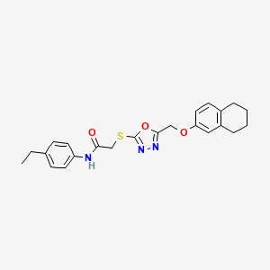 molecular formula C23H25N3O3S B3669696 N-(4-ethylphenyl)-2-({5-[(5,6,7,8-tetrahydro-2-naphthalenyloxy)methyl]-1,3,4-oxadiazol-2-yl}thio)acetamide 