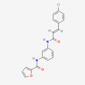 molecular formula C20H15ClN2O3 B3669700 N-(3-{[(2E)-3-(4-chlorophenyl)prop-2-enoyl]amino}phenyl)furan-2-carboxamide 