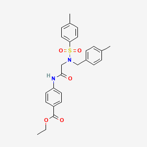 molecular formula C26H28N2O5S B3669893 Ethyl 4-(2-{N-[(4-methylphenyl)methyl]4-methylbenzenesulfonamido}acetamido)benzoate 