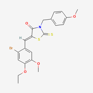 molecular formula C21H20BrNO4S2 B3669910 5-(2-bromo-4-ethoxy-5-methoxybenzylidene)-3-(4-methoxybenzyl)-2-thioxo-1,3-thiazolidin-4-one 
