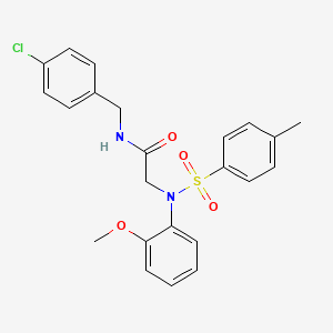 molecular formula C23H23ClN2O4S B3669940 N-[(4-CHLOROPHENYL)METHYL]-2-[N-(2-METHOXYPHENYL)4-METHYLBENZENESULFONAMIDO]ACETAMIDE 