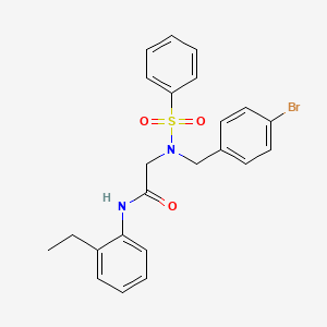 molecular formula C23H23BrN2O3S B3669954 N~2~-(4-bromobenzyl)-N-(2-ethylphenyl)-N~2~-(phenylsulfonyl)glycinamide 