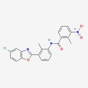 molecular formula C22H16ClN3O4 B3670107 N-[3-(5-chloro-1,3-benzoxazol-2-yl)-2-methylphenyl]-2-methyl-3-nitrobenzamide 