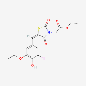 molecular formula C16H16INO6S B3670355 ethyl [(5E)-5-(3-ethoxy-4-hydroxy-5-iodobenzylidene)-2,4-dioxo-1,3-thiazolidin-3-yl]acetate 