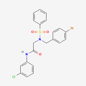 molecular formula C21H18BrClN2O3S B3670470 N~2~-(4-bromobenzyl)-N-(3-chlorophenyl)-N~2~-(phenylsulfonyl)glycinamide 