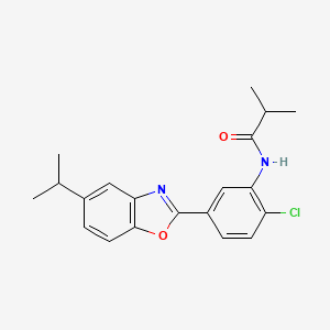 molecular formula C20H21ClN2O2 B3670589 N-{2-chloro-5-[5-(propan-2-yl)-1,3-benzoxazol-2-yl]phenyl}-2-methylpropanamide 