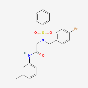molecular formula C22H21BrN2O3S B3670677 N~2~-(4-bromobenzyl)-N-(3-methylphenyl)-N~2~-(phenylsulfonyl)glycinamide 