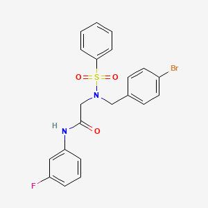 molecular formula C21H18BrFN2O3S B3670997 N~2~-(4-bromobenzyl)-N-(3-fluorophenyl)-N~2~-(phenylsulfonyl)glycinamide 