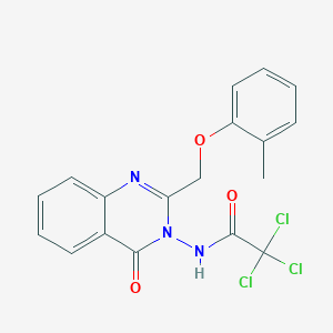 molecular formula C18H14Cl3N3O3 B3671076 2,2,2-TRICHLORO-N~1~-[2-[(2-METHYLPHENOXY)METHYL]-4-OXO-3(4H)-QUINAZOLINYL]ACETAMIDE 