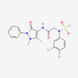 molecular formula C20H20Cl2N4O4S B3671097 N~2~-(3,4-dichlorophenyl)-N~1~-(1,5-dimethyl-3-oxo-2-phenyl-2,3-dihydro-1H-pyrazol-4-yl)-N~2~-(methylsulfonyl)glycinamide 