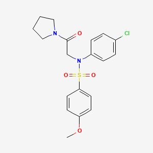 molecular formula C19H21ClN2O4S B3671143 N-(4-CHLOROPHENYL)-4-METHOXY-N-[2-OXO-2-(PYRROLIDIN-1-YL)ETHYL]BENZENE-1-SULFONAMIDE 
