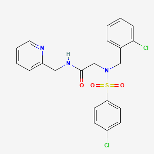 molecular formula C21H19Cl2N3O3S B3671182 N~2~-(2-chlorobenzyl)-N~2~-[(4-chlorophenyl)sulfonyl]-N-(pyridin-2-ylmethyl)glycinamide 