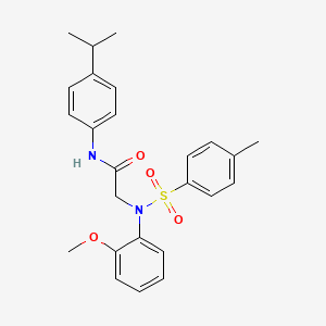 molecular formula C25H28N2O4S B3671229 2-[N-(2-METHOXYPHENYL)4-METHYLBENZENESULFONAMIDO]-N-[4-(PROPAN-2-YL)PHENYL]ACETAMIDE 