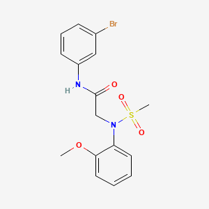 molecular formula C16H17BrN2O4S B3671385 N-(3-bromophenyl)-2-(2-methoxy-N-methylsulfonylanilino)acetamide 